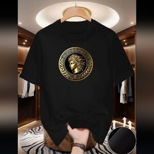Mens Bougie Shirt With A Gold Medusa Print On The Black T-shirt NWOT Size XL